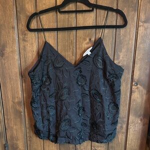 Black Ophelia Roe Floral Embroidered V-Neck Camisole